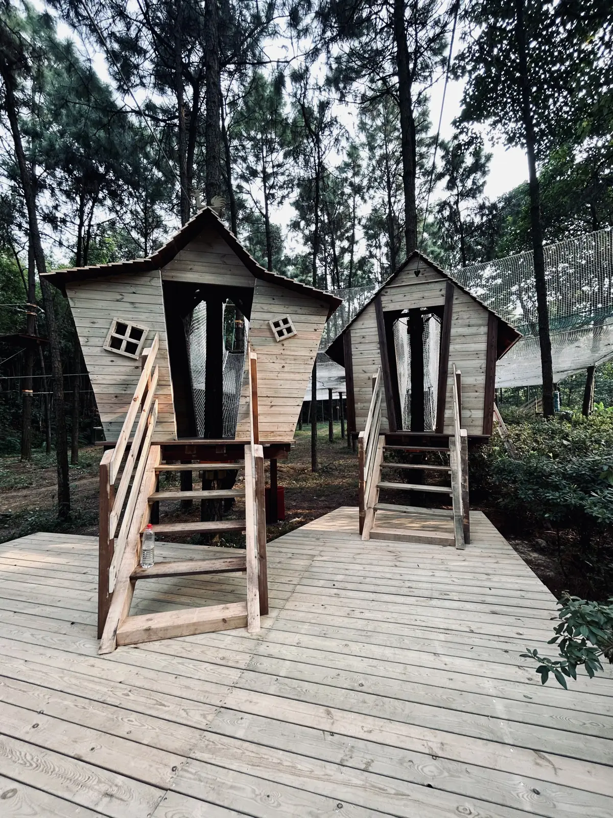 Wooden cabins on a platform, Foshan adventure park, China