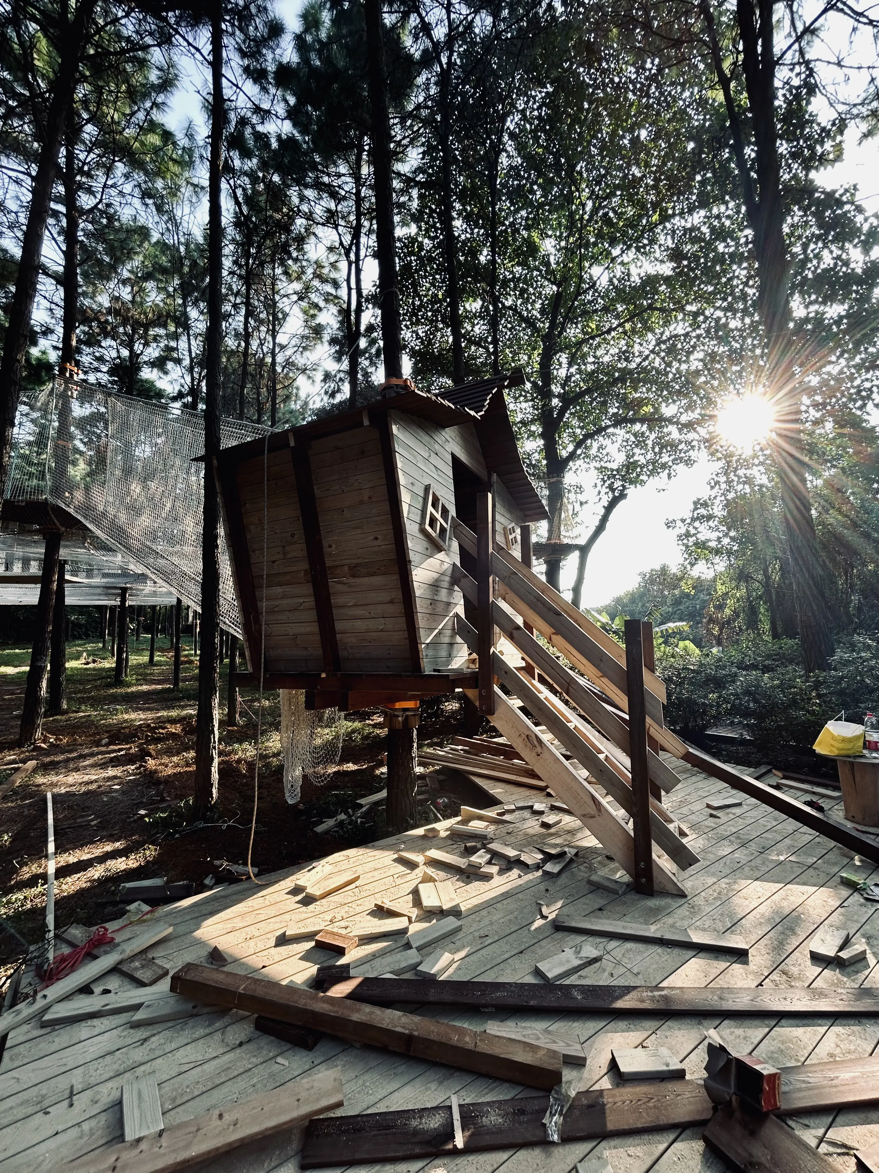 Construction des structures filets colorées, Shanghai Chine