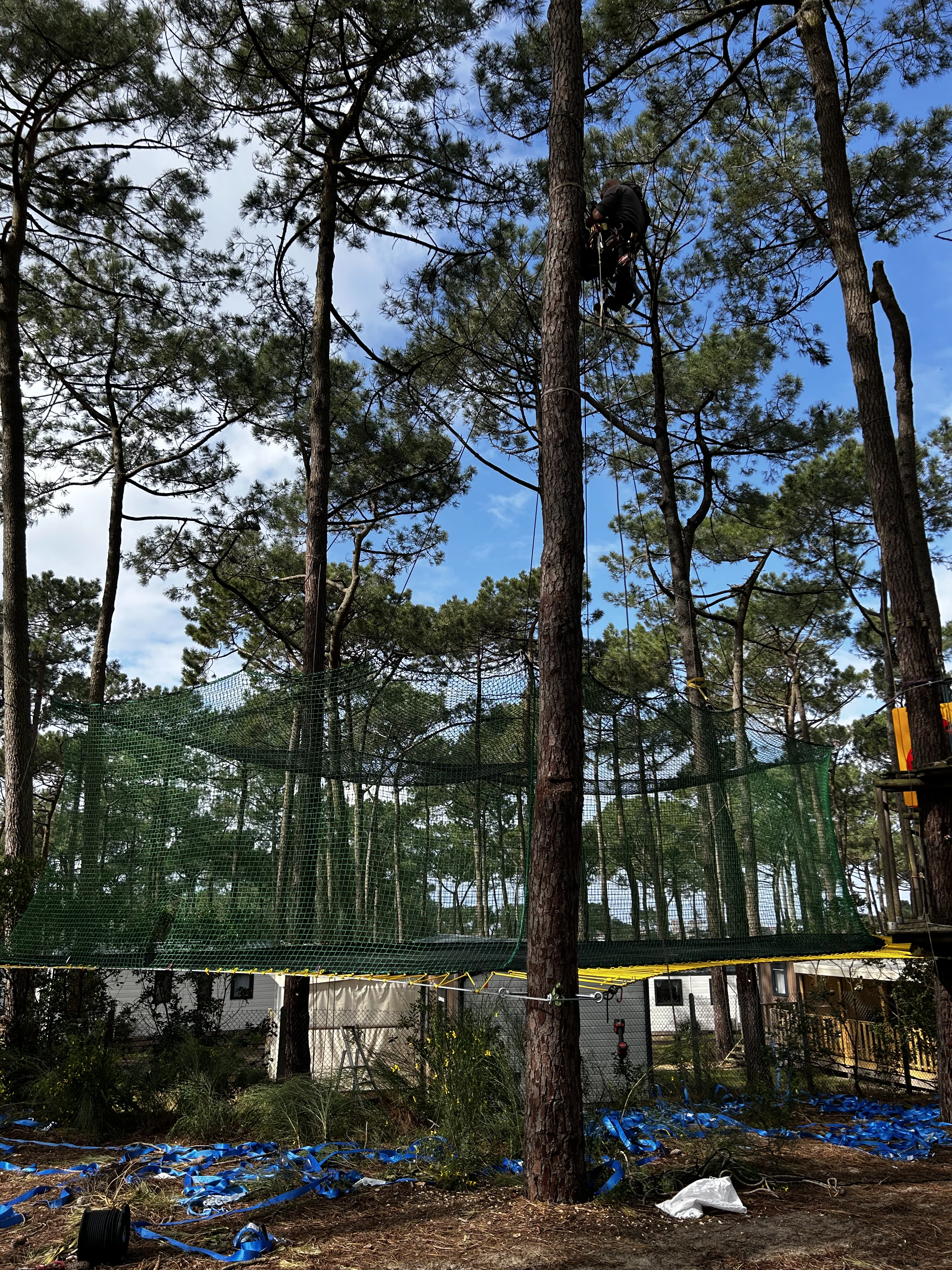 Détail de la structure filet trampoline finalisée, Biscarrosse