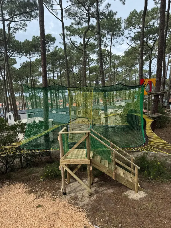 Net trampoline installed in an adventure park